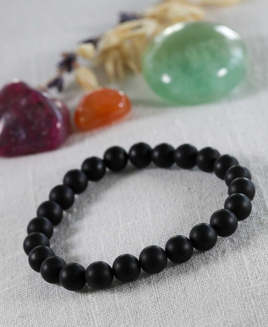 Bracelets Maison Silène | Bracelet Agate Mate Noire 8Mm