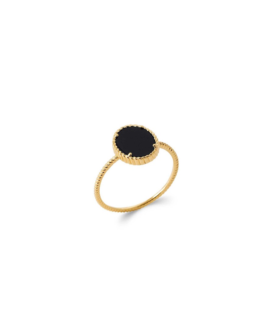 Bagues Maison Silène | Bague D Line Agate Noire