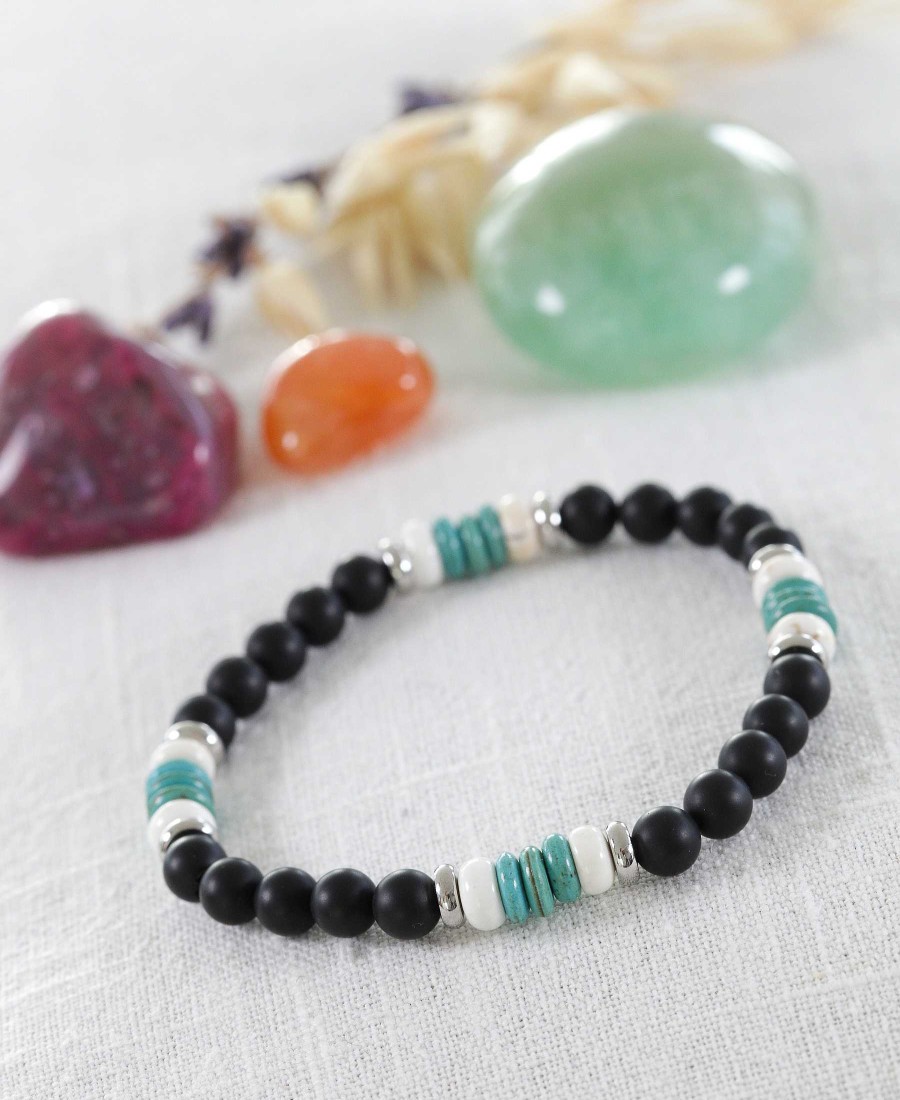 Bracelets Maison Silène | Bracelet Onyx Mat Et Howlite 6Mm